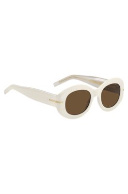 White-acetate sunglasses with signature gold-tone detail, White