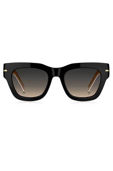 Black-acetate sunglasses with chain strap, Hugo boss