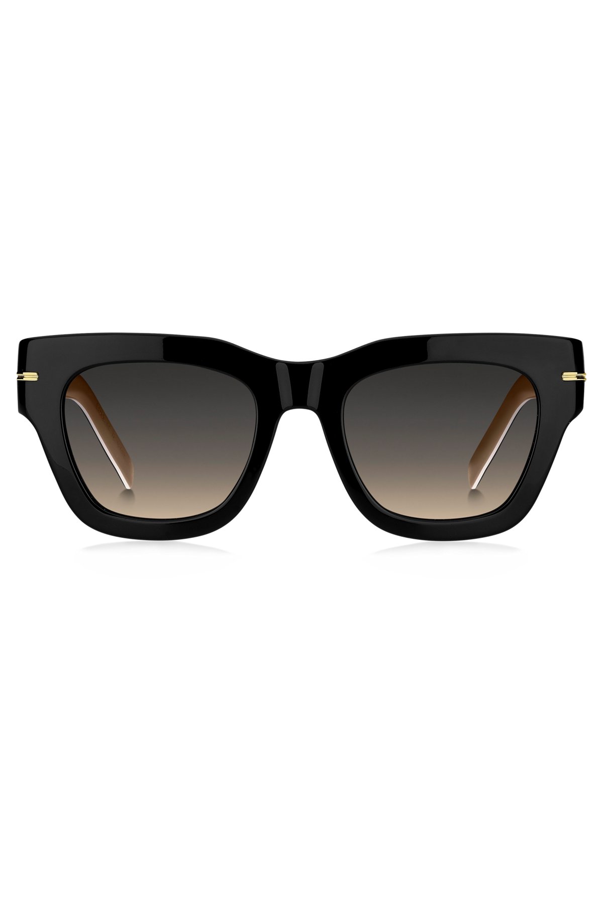 Sonnenbrille aus schwarzem Acetat mit Kettchen, Schwarz