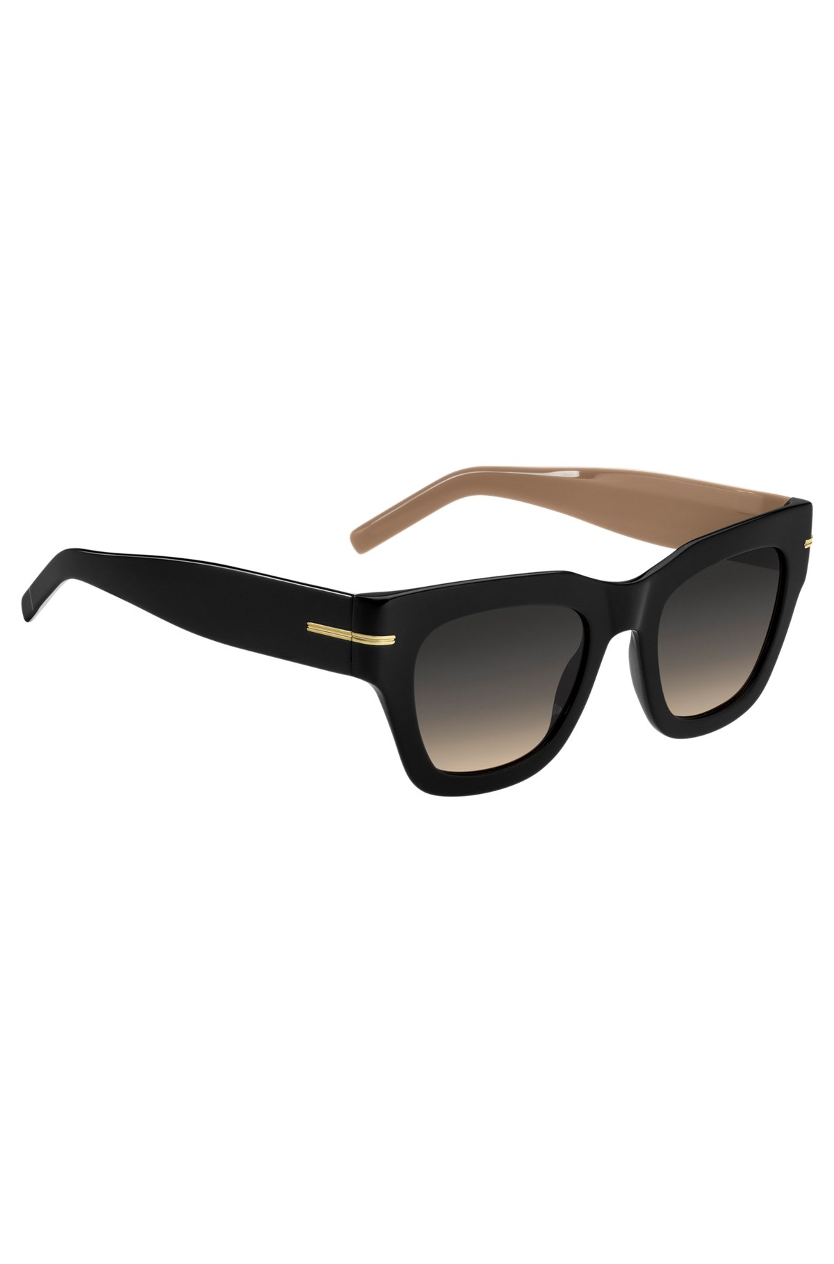 Black-acetate sunglasses with chain strap, Black