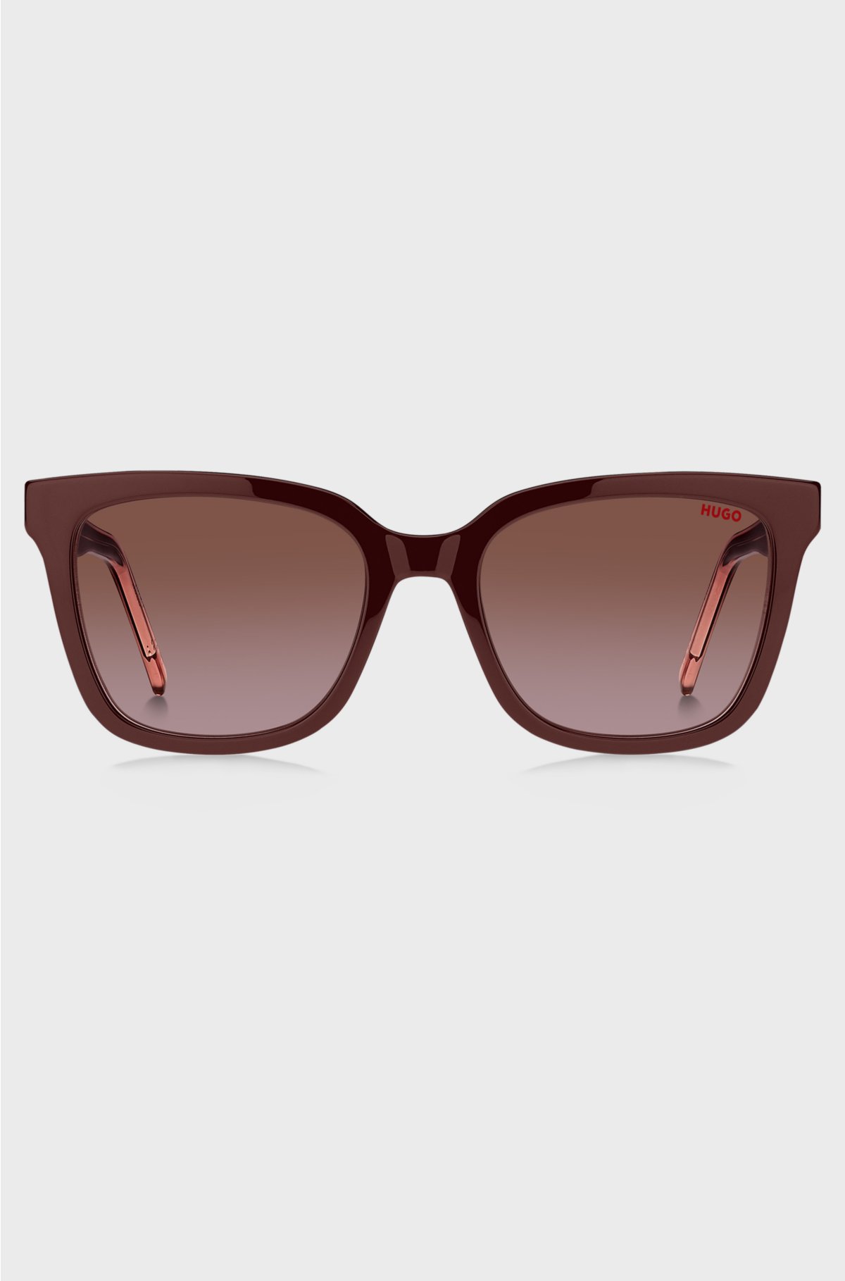 Maroon-acetate sunglasses with branded temples, Dark Red