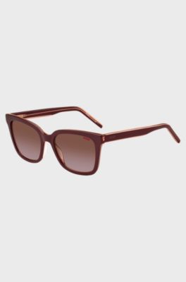 Maroon-acetate sunglasses with branded temples, Dark Red