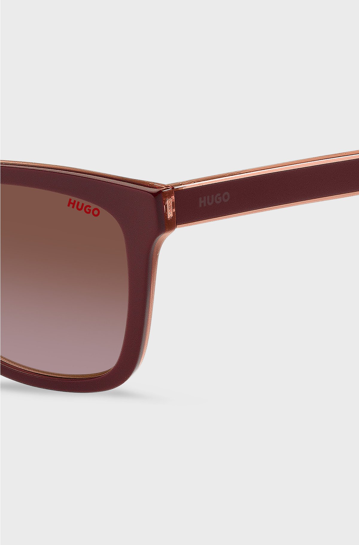 Maroon-acetate sunglasses with branded temples, Dark Red