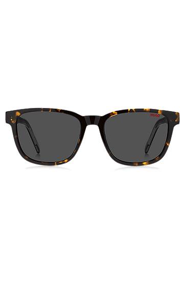 Horn-acetate sunglasses with branded temples, Hugo boss