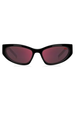 Black-acetate sunglasses with 3D monogram, Black