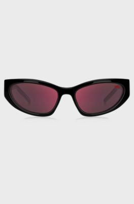 Black-acetate sunglasses with 3D monogram, Black