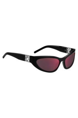 Black-acetate sunglasses with 3D monogram, Black