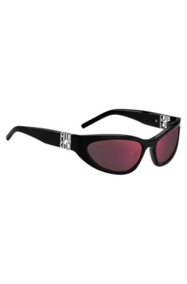 Hugo Black-acetate sunglasses with 3D monogram flugor herr – bild 3