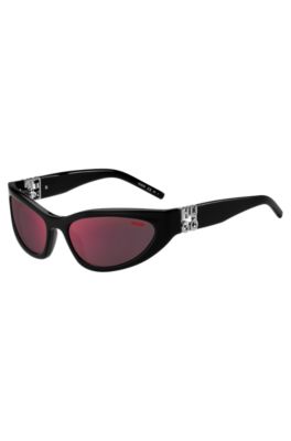 Black-acetate sunglasses with 3D monogram, Black