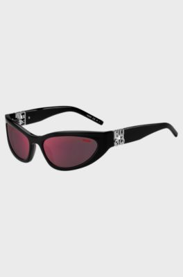 Black-acetate sunglasses with 3D monogram, Black