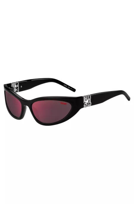 Black-acetate sunglasses with 3D monogram