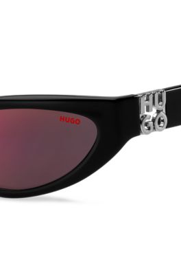 Black-acetate sunglasses with 3D monogram, Black