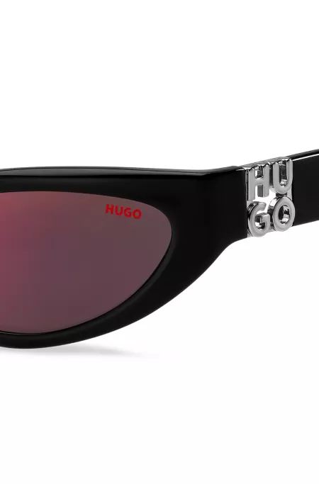 Black-acetate sunglasses with 3D monogram
