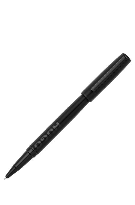 Black rollerball pen with tonal logo, Black