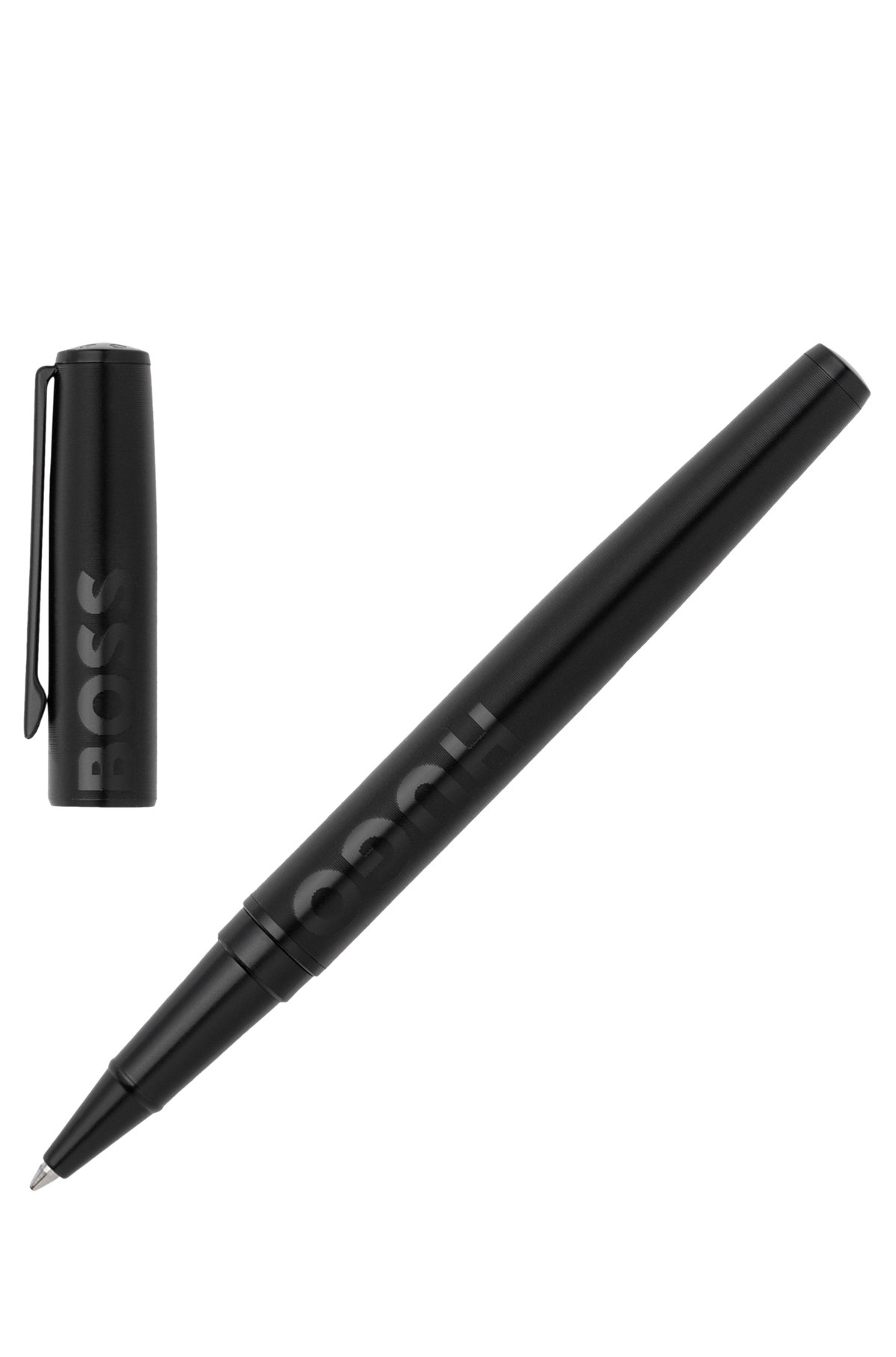 Black rollerball pen with tonal logo, Black