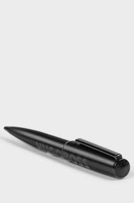 Black ballpoint pen with tonal logo, Black
