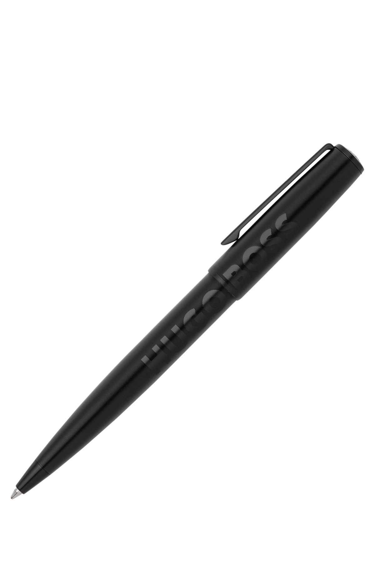Black ballpoint pen with tonal logo, Black