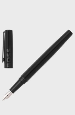 Black fountain pen with tonal logo, Black