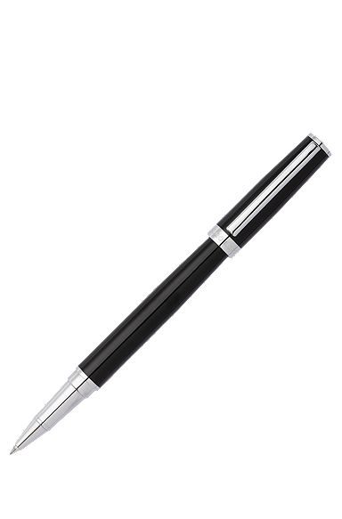 Kuglepen med blank, sort lak og logoring, Sort
