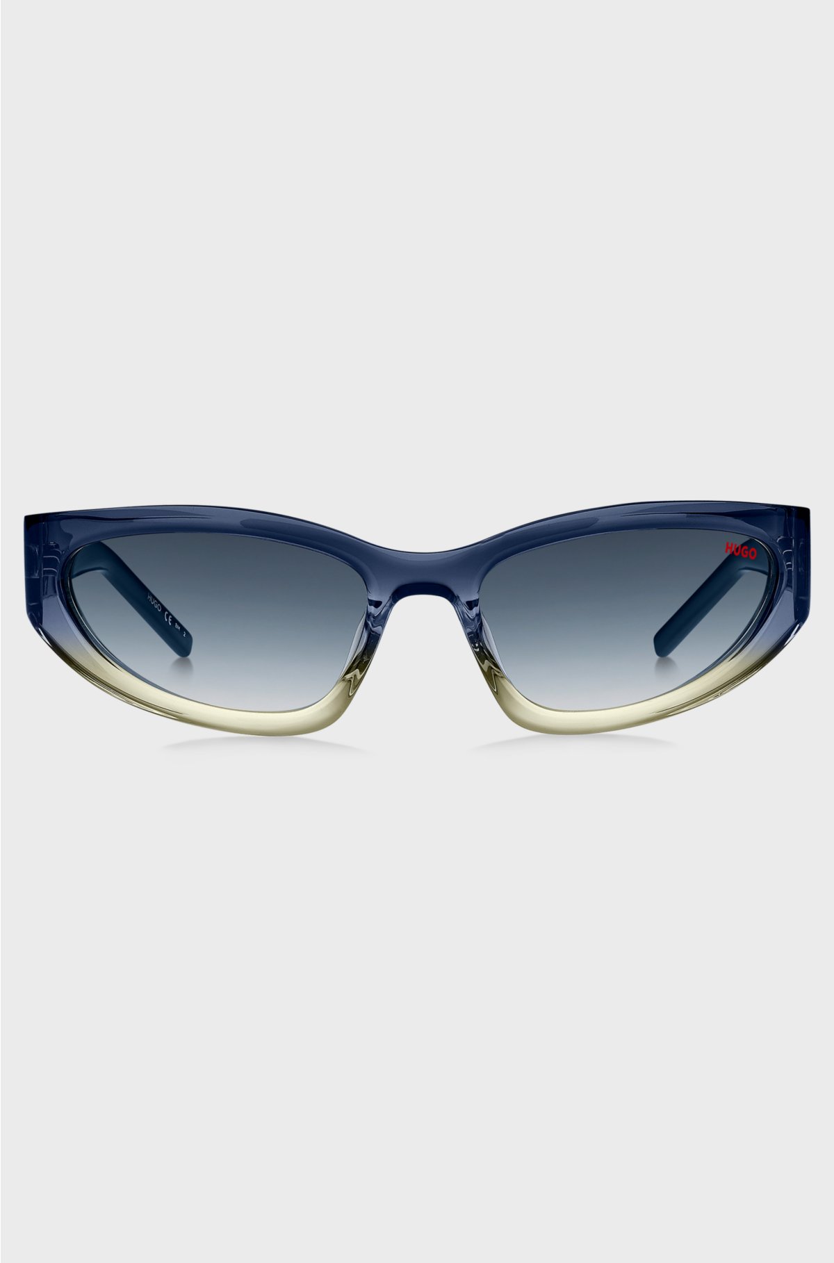 Two-tone sunglasses in blue and yellow acetate, Blue