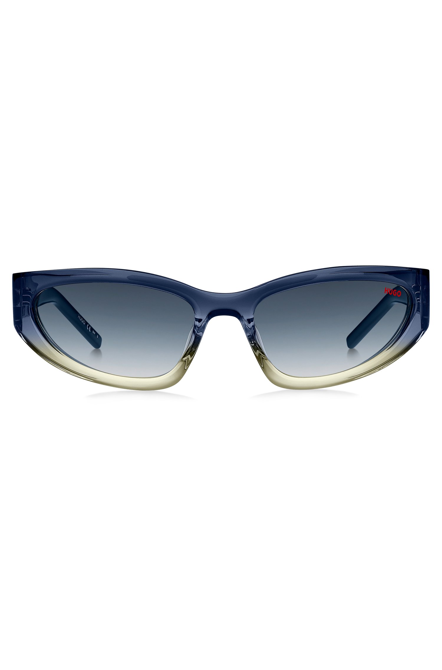 Hugo Two-tone sunglasses in blue and yellow acetate solglasögon herr – bild 2