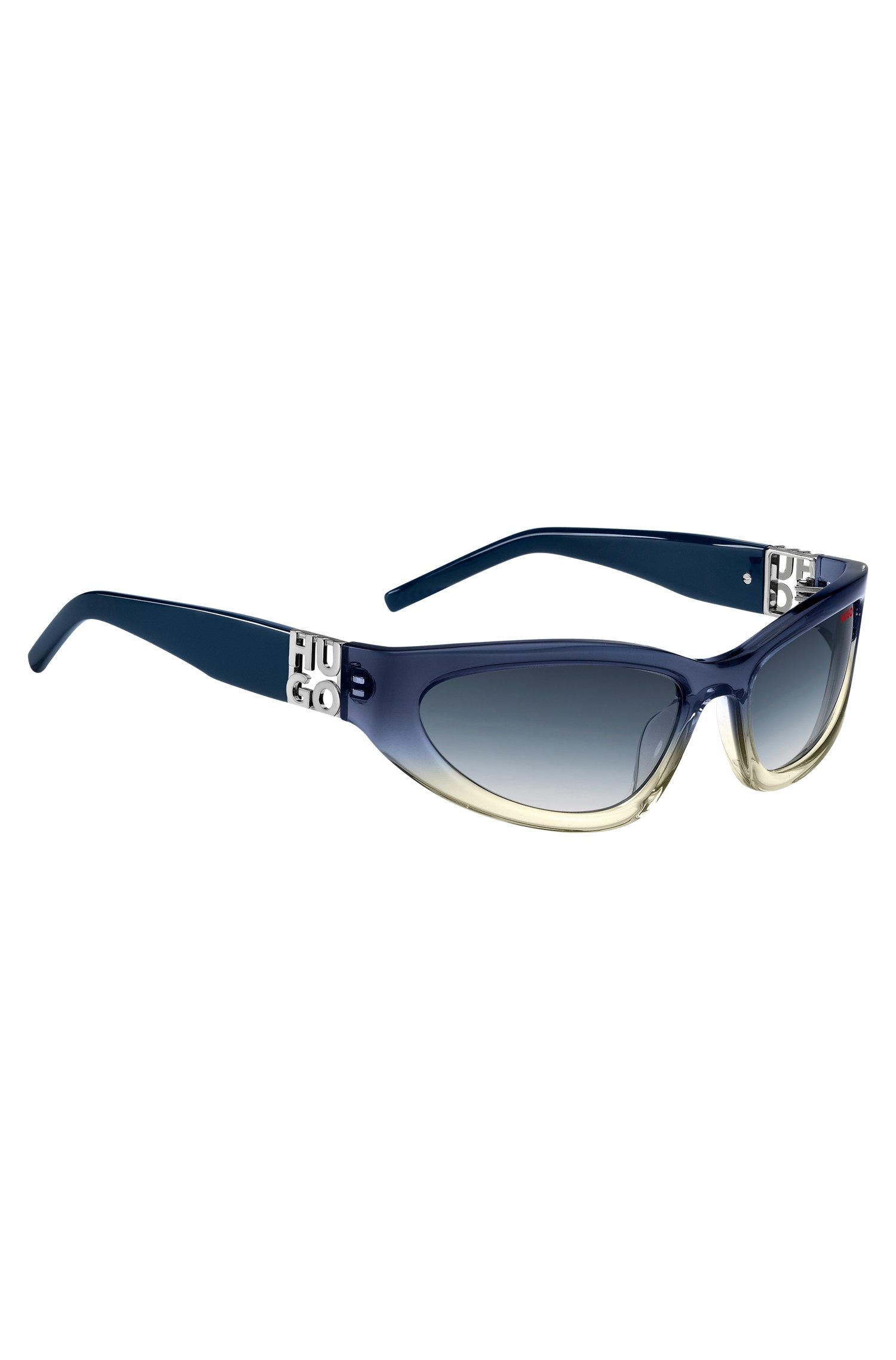 Hugo Two-tone sunglasses in blue and yellow acetate solglasögon herr – bild 3