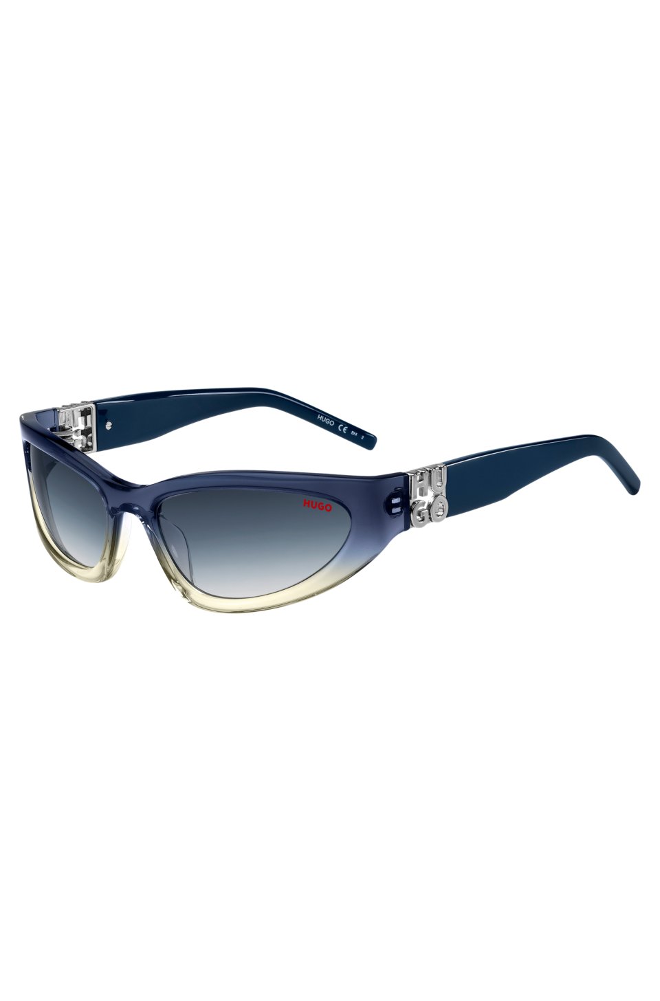 Two-tone sunglasses in blue and yellow acetate