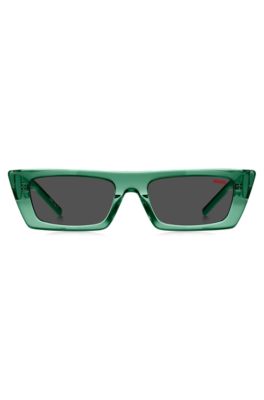 Green-acetate sunglasses with stacked logos, Green