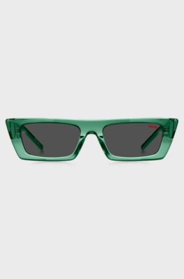 Green-acetate sunglasses with stacked logos, Green