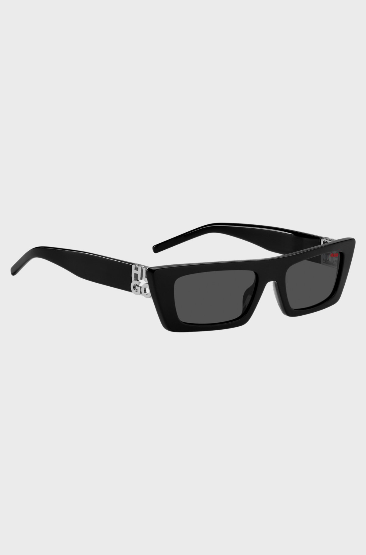 Black-acetate sunglasses with 3D monogram, Black