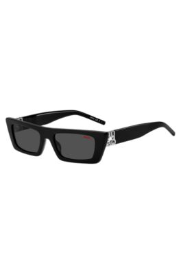 Black-acetate sunglasses with 3D monogram, Black