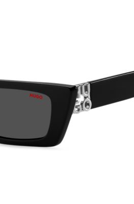 Black-acetate sunglasses with 3D monogram, Black