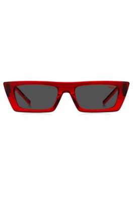 Red-acetate sunglasses with 3D monogram, Red