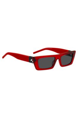 Red-acetate sunglasses with 3D monogram, Red