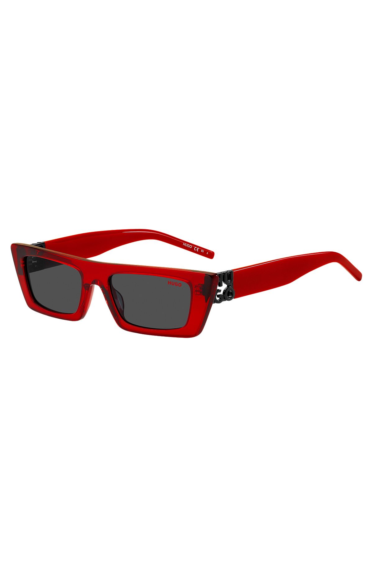 Sonnenbrille aus rotem Acetat mit 3D-Monogramm, Rot