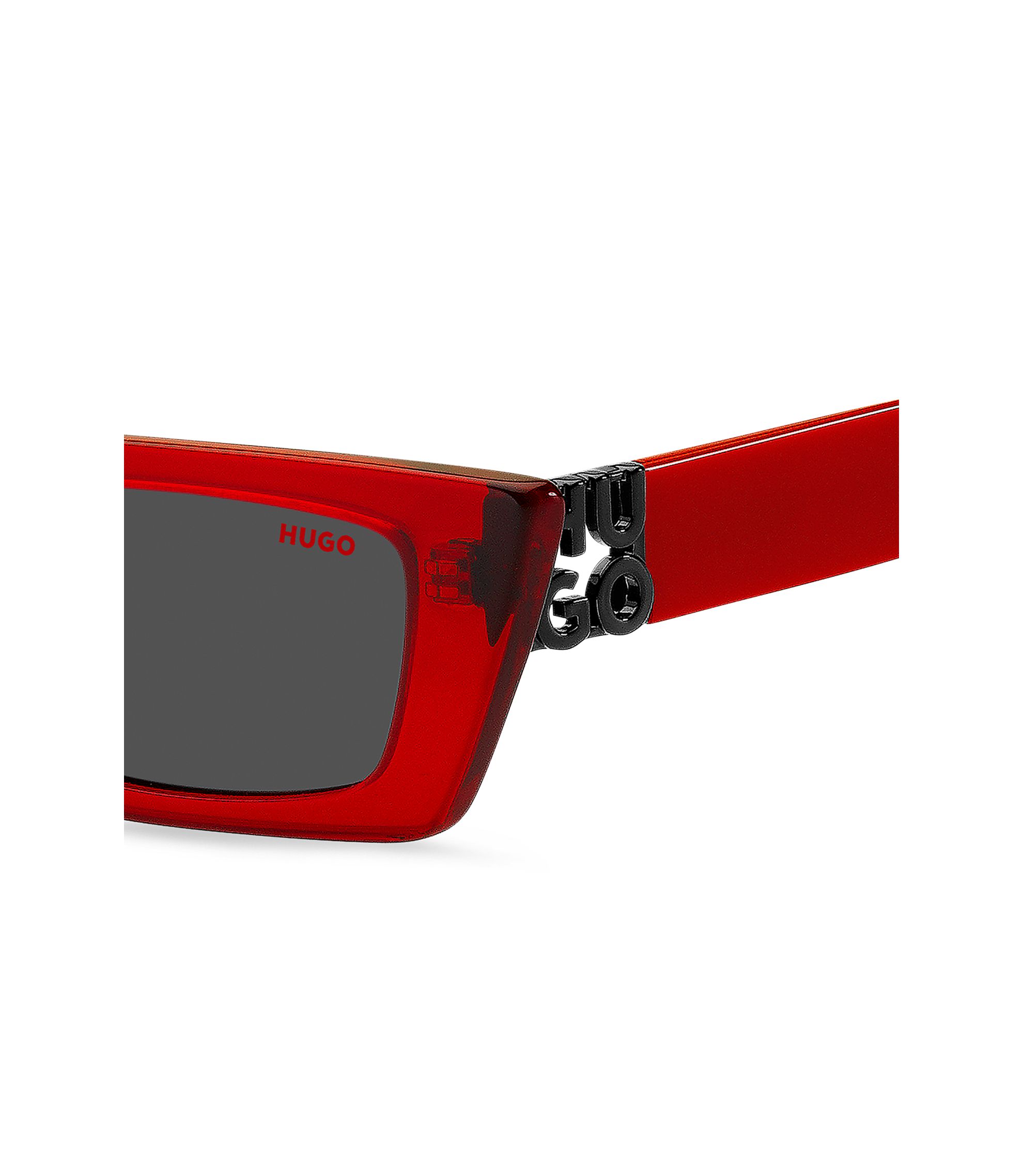 BOSS Acetate Red Cat-Eye Sunglasses HUGO - Red-and-black-acetate sunglasses with detachable  main image 4