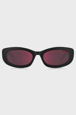 Sonnenbrille mit farbigem Emaille-Detail, Schwarz