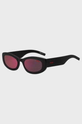 Sonnenbrille mit farbigem Emaille-Detail, Schwarz