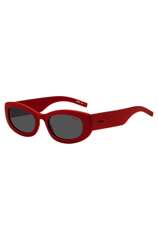 Rote Sonnenbrille mit Logo-Bügeln, Rot