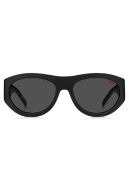 Black-acetate sunglasses with 3D monogram, Black