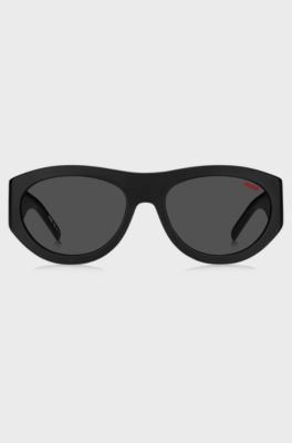 Black-acetate sunglasses with 3D monogram, Black