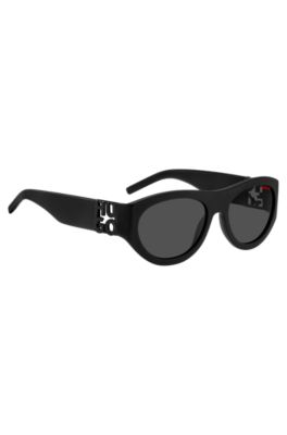 Black-acetate sunglasses with 3D monogram, Black