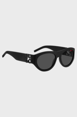 Black-acetate sunglasses with 3D monogram, Black