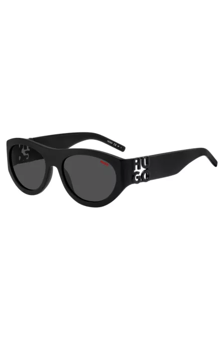 Lunettes de soleil en acétate noir avec monogramme 3D