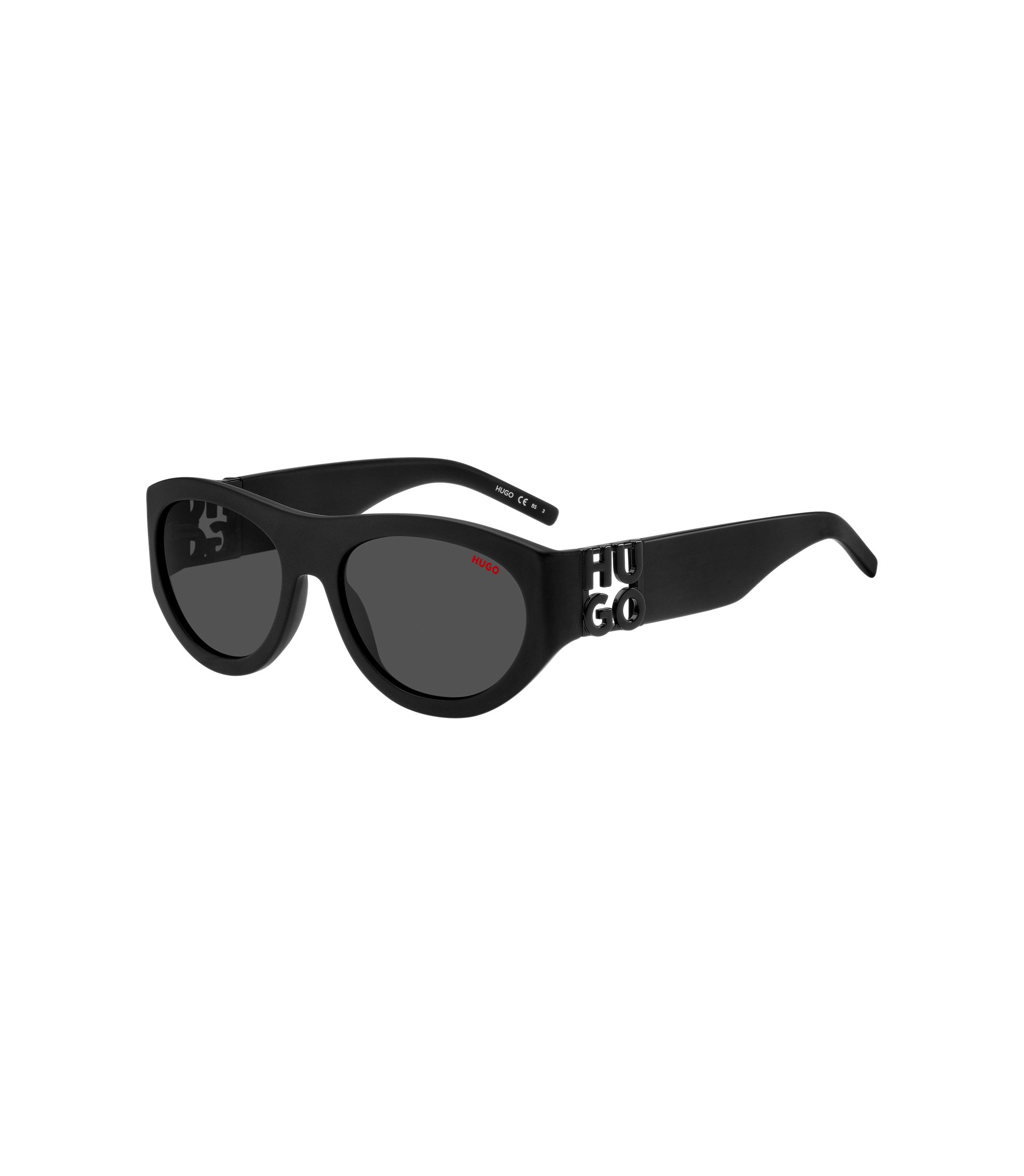 Sonnenbrille aus schwarzem Acetat mit 3D-Monogramm