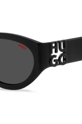 Black-acetate sunglasses with 3D monogram, Black
