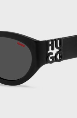 Black-acetate sunglasses with 3D monogram, Black