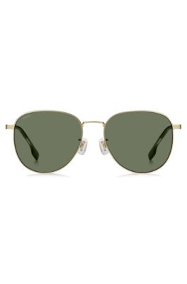 Gold-tone sunglasses with titanium temples, Gold