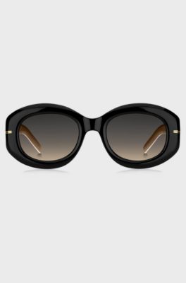 Black-acetate sunglasses with chain strap, Black