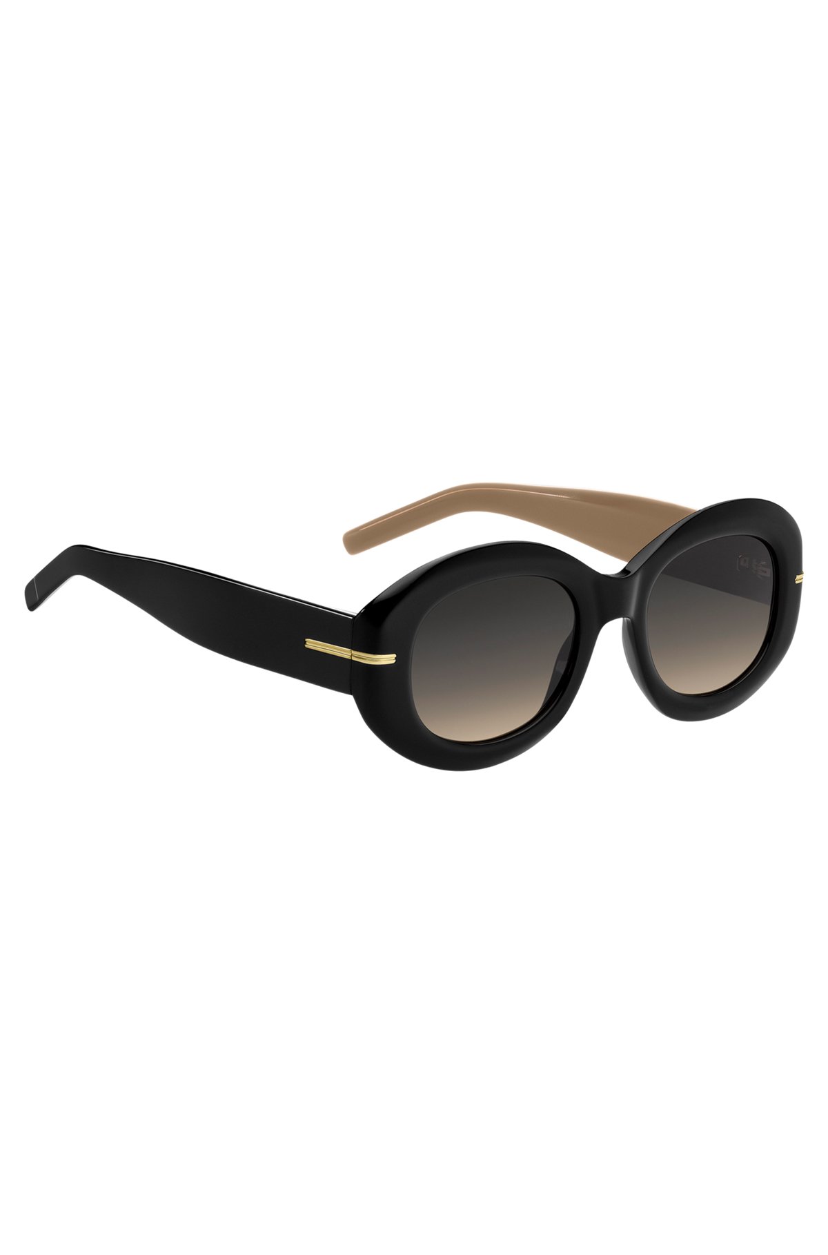 Sonnenbrille aus schwarzem Acetat mit Kettchen, Schwarz